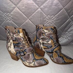 Steve Madden Multicolor Snakeskin Ankle Boots